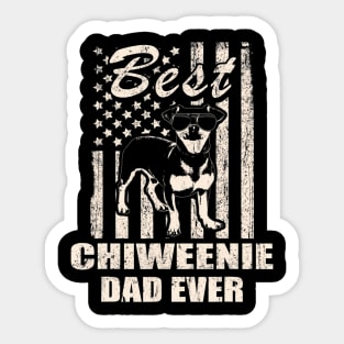 Best Chiweenie Dad Ever Vintage Retro flag Dog Dad Sticker